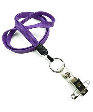 3/8 inch Purple blank lanyard with split ring and ID strap pin clip-blank-LNB32BNPRP