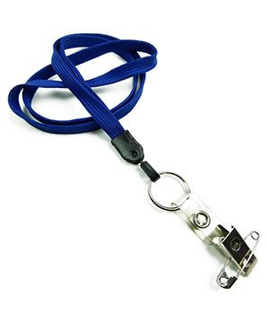 3/8 inch Royal blue blank lanyard with split ring and ID strap pin clip-blank-LNB32BNRBL