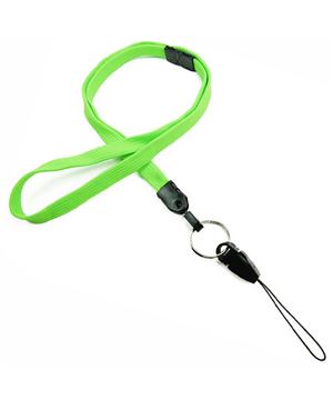 3/8 inch Lime green breakaway lanyard attached key ring with quick release strap connector-blank-LNB32DBLMG