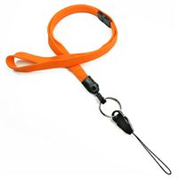 3/8 inch Orange breakaway lanyard attached key ring with quick release strap connector-blank-LNB32DBORG