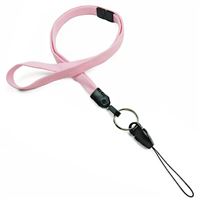 3/8 inch Pink breakaway lanyard attached key ring with quick release strap connector-blank-LNB32DBPNK