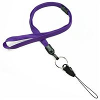 3/8 inch Purple breakaway lanyard attached key ring with quick release strap connector-blank-LNB32DBPRP