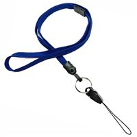 Royalblue Detachable Lanyard | 3/8 inch royalblue  lanyard strap attached safety breakaway and keyring with quick release strap connector