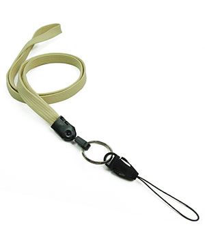 3/8 inch Light gold detachable lanyard with split ring and quick release strap connector-blank-LNB32DNLGD