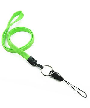 3/8 inch Lime green detachable lanyard with split ring and quick release strap connector-blank-LNB32DNLMG