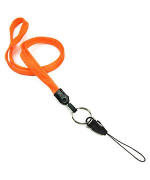 3/8 inch Neon orange detachable lanyard with split ring and quick release strap connector-blank-LNB32DNNOG