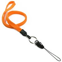 3/8 inch Orange detachable lanyard with split ring and quick release strap connector-blank-LNB32DNORG