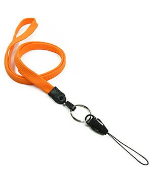 3/8 inch Orange detachable lanyard with split ring and quick release strap connector-blank-LNB32DNORG