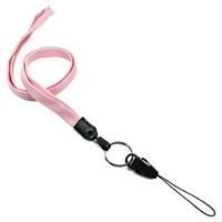 3/8 inch Pink detachable lanyard with split ring and quick release strap connector-blank-LNB32DNPNK