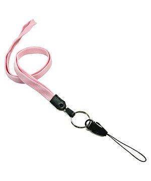 3/8 inch Pink detachable lanyard with split ring and quick release strap connector-blank-LNB32DNPNK