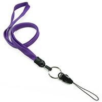 3/8 inch Purple detachable lanyard with split ring and quick release strap connector-blank-LNB32DNPRP