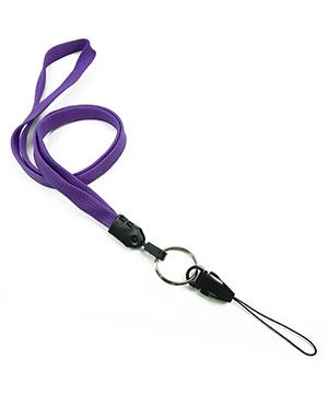 3/8 inch Purple detachable lanyard with split ring and quick release strap connector-blank-LNB32DNPRP