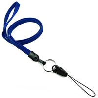 3/8 inch non-metal lanyard-Royalblue polyester tubular strap with split ring and quick release strap connector