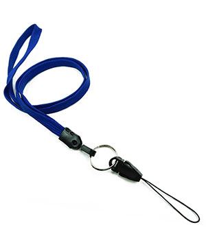3/8 inch Royalblue detachable lanyard with split ring and quick release strap connector-blank-LNB32DNRBL