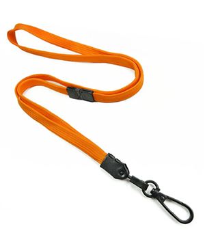 3/8 inch Carrot orange breakaway lanyards with black push gate snap hook-blank-LNB32EBCOG