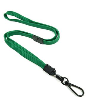 3/8 inch Green breakaway lanyards with black push gate snap hook-blank-LNB32EBGRN