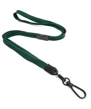 3/8 inch Hunter green breakaway lanyards with black push gate snap hook-blank-LNB32EBHGN