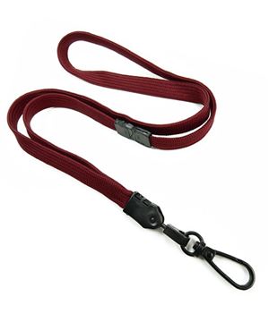 3/8 inch Maroon breakaway lanyards with black push gate snap hook-blank-LNB32EBMRN