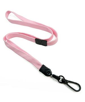 3/8 inch Pink breakaway lanyards with black push gate snap hook-blank-LNB32EBPNK