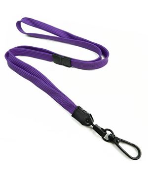 3/8 inch Purple breakaway lanyards with black push gate snap hook-blank-LNB32EBPRP