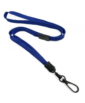 3/8 inch Royal blue breakaway lanyards with black push gate snap hook-blank-LNB32EBRBL