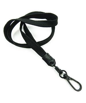 3/8 inch Black ID lanyards attached black push gate snap hook-blank-LNB32ENBLK