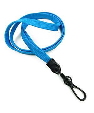 3/8 inch Blue ID lanyards attached black push gate snap hook-blank-LNB32ENBLU