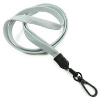 3/8 inch Gray ID lanyards attached black push gate snap hook-blank-LNB32ENGRY