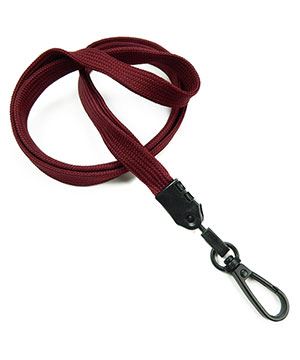 3/8 inch Maroon ID lanyards attached black push gate snap hook-blank-LNB32ENMRN