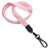 3/8 inch Pink ID lanyards attached black push gate snap hook-blank-LNB32ENPNK