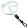 3/8 inch White ID lanyards attached black push gate snap hook-blank-LNB32ENWHT