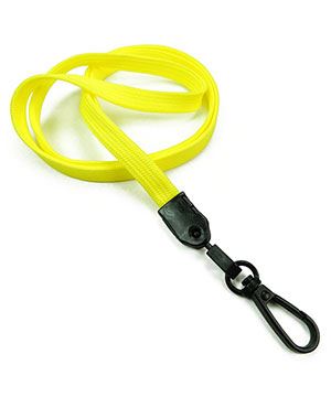 3/8 inch Yellow ID lanyards attached black push gate snap hook-blank-LNB32ENYLW