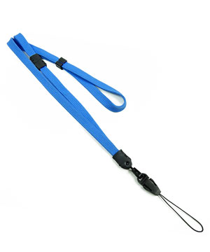 3/8 inch Blue adjustable lanyard with breakaway and quick release loop connector and plastic bead-blank-LNB32FBBLU