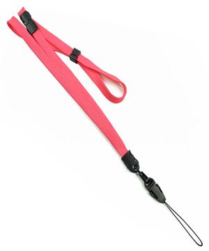 3/8 inch Hot pink adjustable lanyard with breakaway and quick release loop connector and plastic bead-blank-LNB32FBHPK