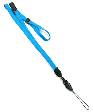 3/8 inch Light blue adjustable lanyard with breakaway and quick release loop connector and plastic bead-blank-LNB32FBLBL