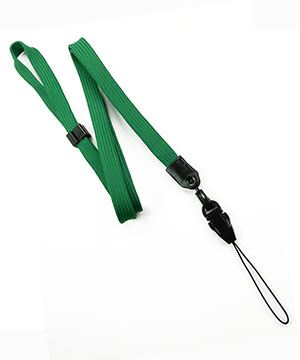 3/8 inch Green adjustable lanyard with quick release loop connector and adjustable beads-blank-LNB32FNGRN