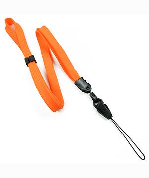 3/8 inch Neon orange adjustable lanyard with quick release loop connector and adjustable beads-blank-LNB32FNNOG