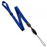 3/8 inch non-metal lanyard-Royalblue polyester tubular strap with quick release loop connector and adjustable beads