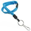 3/8 inch Blue breakaway lanyard attached key ring with j hook-blank-LNB32HBBLU