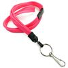 3/8 inch Hot pink breakaway lanyard attached key ring with j hook-blank-LNB32HBHPK
