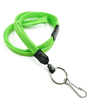 3/8 inch Lime green breakaway lanyard attached key ring with j hook-blank-LNB32HBLMG