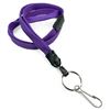 3/8 inch Purple breakaway lanyard attached key ring with j hook-blank-LNB32HBPRP