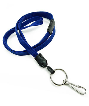 3/8 inch Royal blue breakaway lanyard attached key ring with j hook-blank-LNB32HBRBL