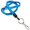 3/8 inch Blue key lanyards attached metal key ring with j hook-blank-LNB32HNBLU