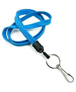 3/8 inch Blue key lanyards attached metal key ring with j hook-blank-LNB32HNBLU