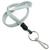 3/8 inch Gray key lanyards attached metal key ring with j hook-blank-LNB32HNGRY