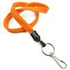 3/8 inch Orange key lanyards attached metal key ring with j hook-blank-LNB32HNORG