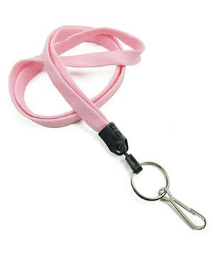 3/8 inch Pink key lanyards attached metal key ring with j hook-blank-LNB32HNPNK