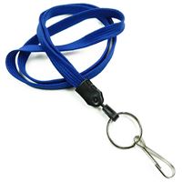 Royalblue Lanyards | 3/8 inch custom  lanyard strap attached metal key ring with j hook