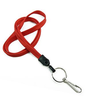 3/8 inch Red key lanyards attached metal key ring with j hook-blank-LNB32HNRED